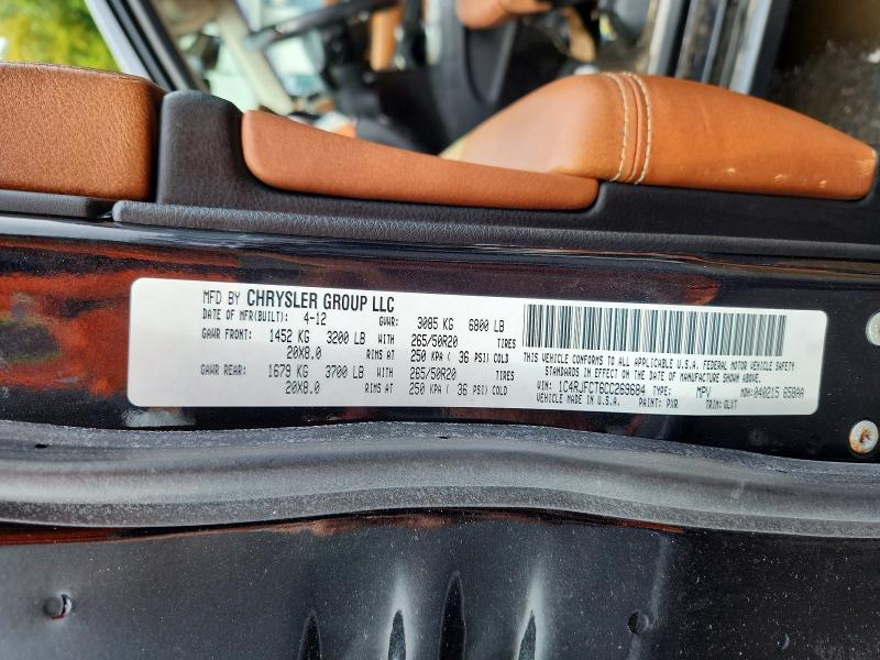 67855246 :رقم المزاد ، 1C4RJFCT6CC269684 vin ، 2012 Jeep Grand Cherokee مزاد بيع