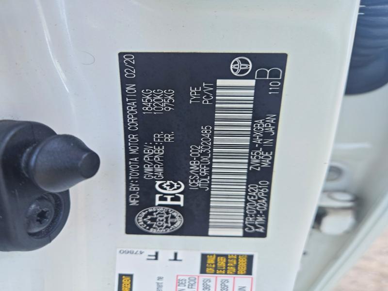Aukcja sprzedaży 2020 Toyota Prius, vin: JTDL9RFUXL3020485, numer aukcji: 68180396