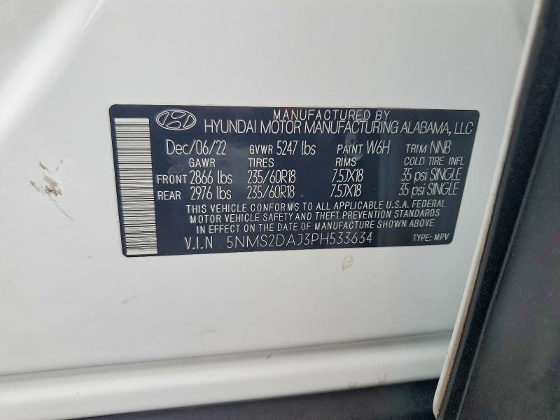 Aukcja sprzedaży 2023 Hyundai Santa Fe, vin: 5NMS2DAJ3PH533634, numer aukcji: 70703766