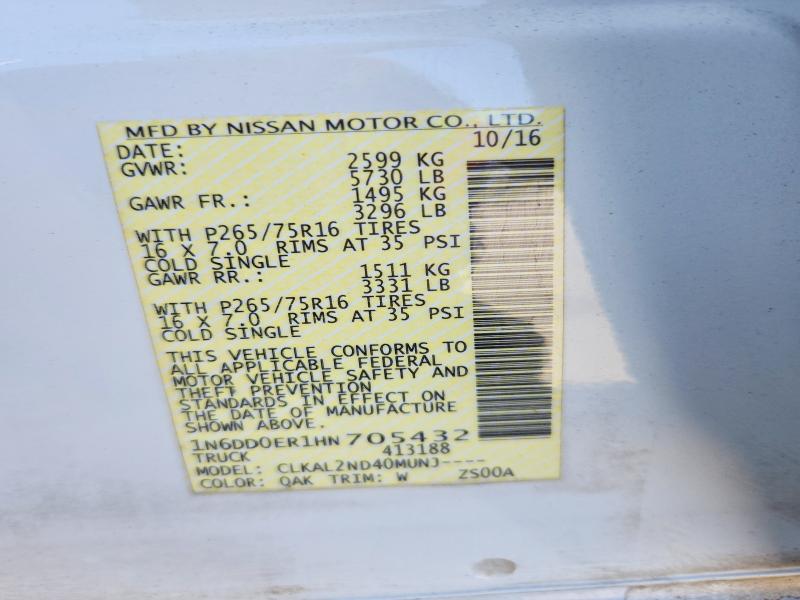 Продажа на аукционе авто 2017 Nissan Frontier, vin: 1N6DD0ER1HN705432, номер лота: 70711306