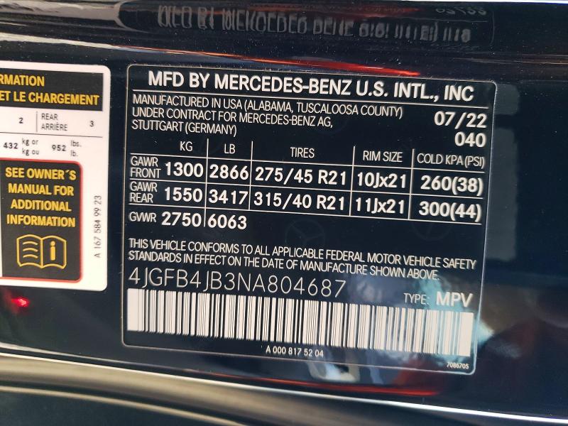 Aukcja sprzedaży 2022 Mercedes-benz Gle, vin: 4JGFB4JB3NA804687, numer aukcji: 67526926