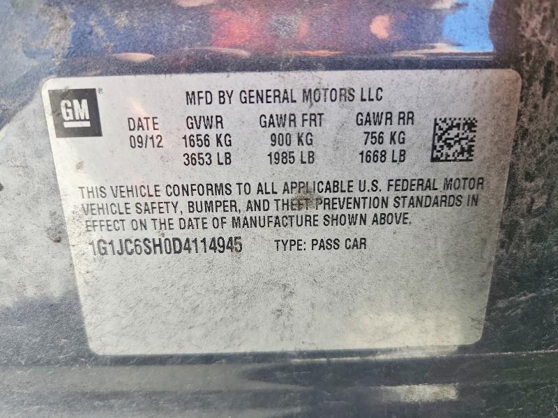 2013 Chevrolet Sonic მანქანა იყიდება აუქციონზე, vin: 1G1JC6SH0D4114945, აუქციონის ნომერი: 70772736