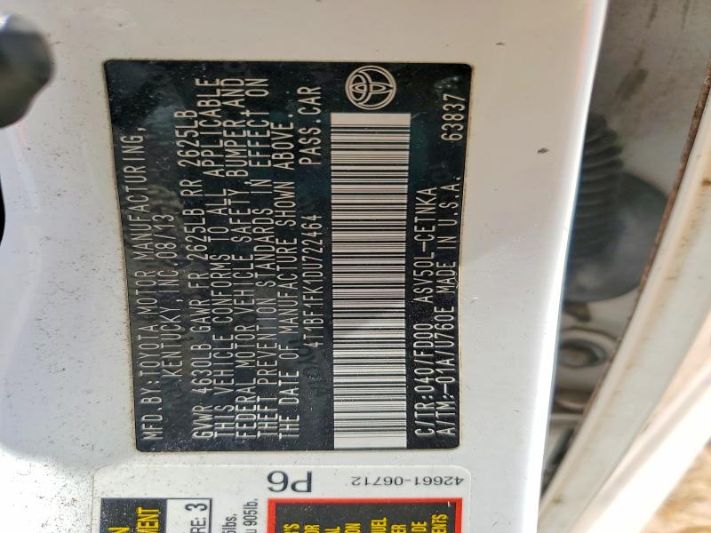 Aukcja sprzedaży 2013 Toyota Camry, vin: 4T1BF1FK1DU722464, numer aukcji: 67296736
