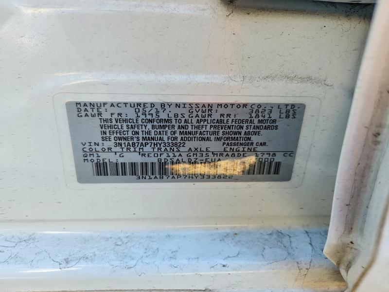 2017 Nissan Sentra მანქანა იყიდება აუქციონზე, vin: 3N1AB7AP7HY333822, აუქციონის ნომერი: 69049546