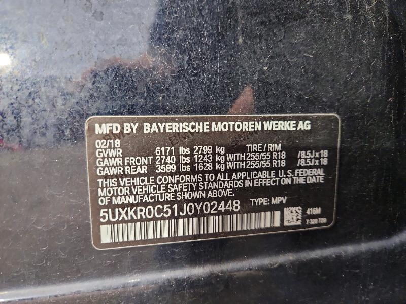 Продаж на аукціоні авто 2018 Bmw X5, vin: 5UXKR0C51J0Y02448, номер лоту: 69685316