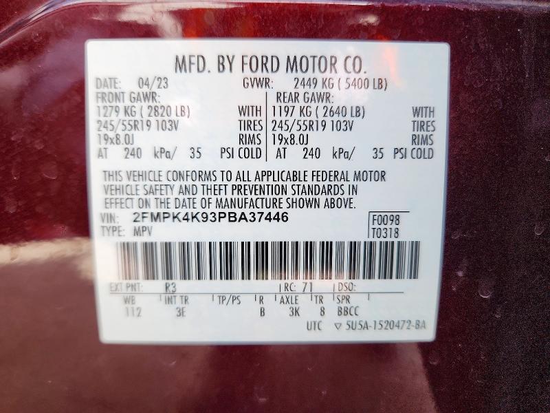 Продаж на аукціоні авто 2023 Ford Edge, vin: 2FMPK4K93PBA37446, номер лоту: 70549876