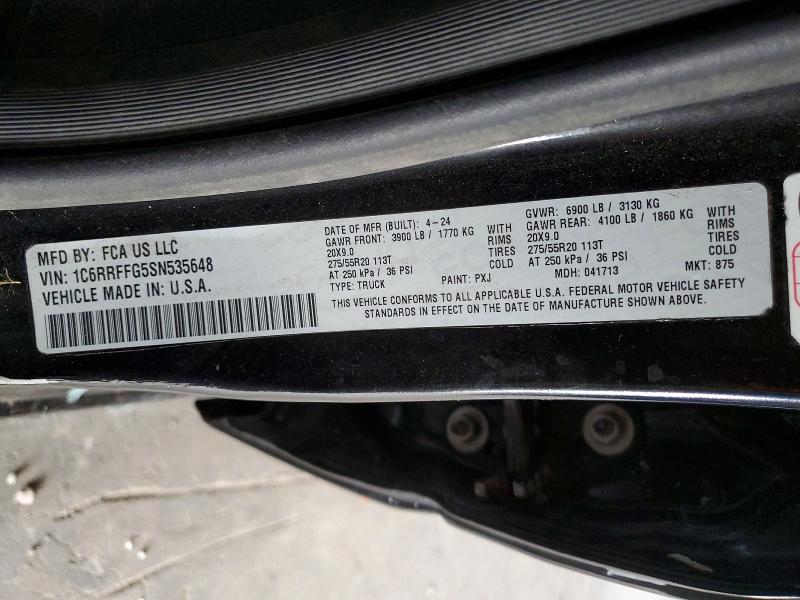Продаж на аукціоні авто 2025 Ram 1500, vin: 1C6RRFFG5SN535648, номер лоту: 69630026