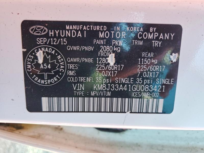 Aukcja sprzedaży 2016 Hyundai Tucson, vin: KM8J33A41GU083421, numer aukcji: 69125936