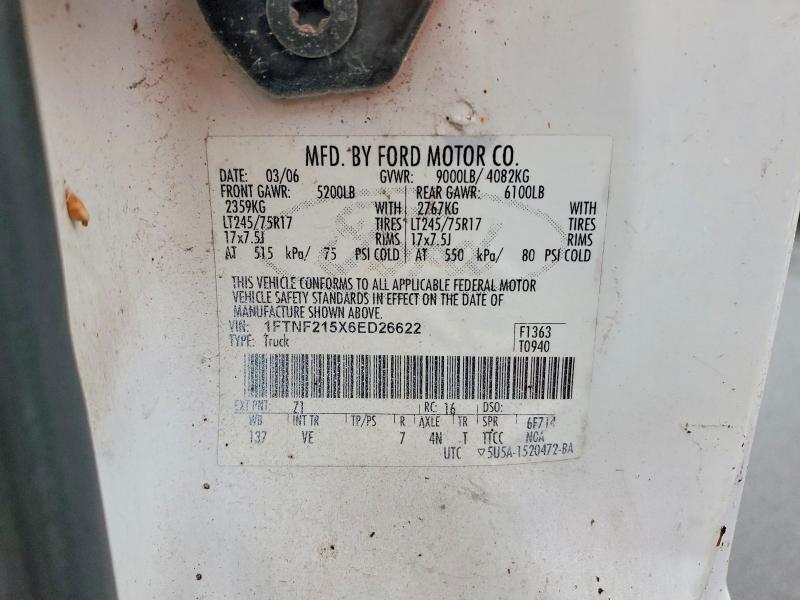 2006 Ford F250 მანქანა იყიდება აუქციონზე, vin: 1FTNF215X6ED26622, აუქციონის ნომერი: 68287716
