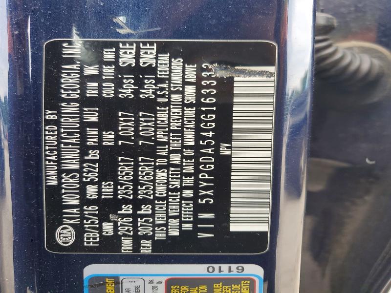Aukcja sprzedaży 2016 Kia Sorento, vin: 5XYPGDA54GG163332, numer aukcji: 68186066