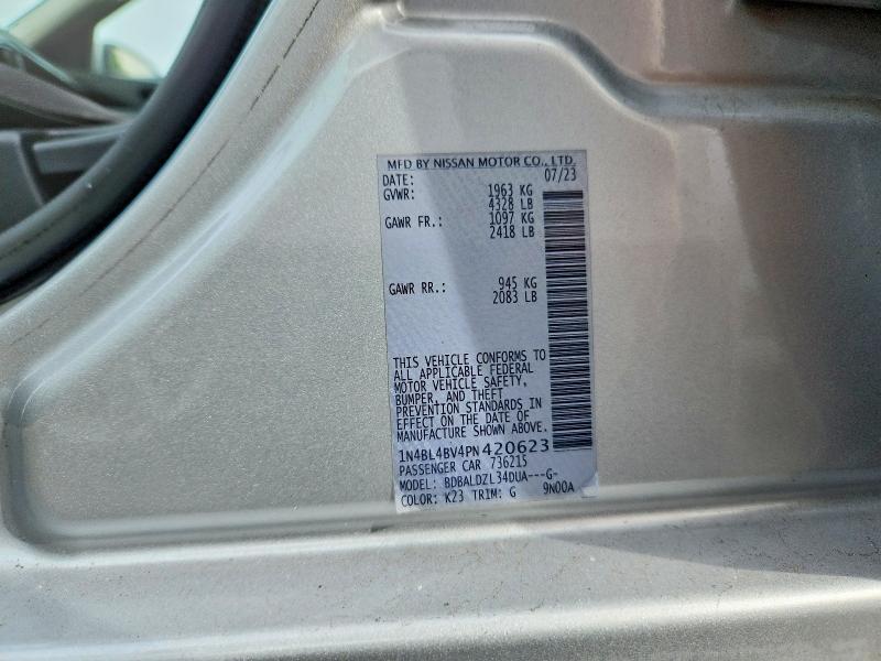 2023 Nissan Altima მანქანა იყიდება აუქციონზე, vin: 1N4BL4BV4PN420623, აუქციონის ნომერი: 70799646