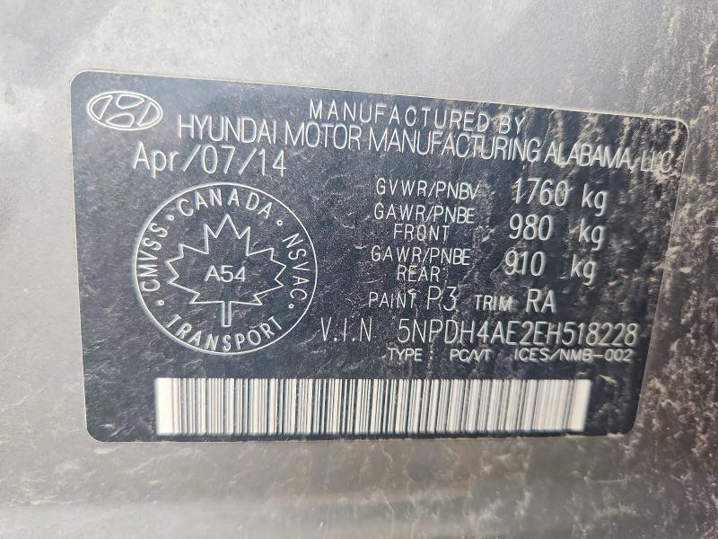 Aukcja sprzedaży 2014 Hyundai Elantra, vin: 5NPDH4AE2EH518228, numer aukcji: 67456876