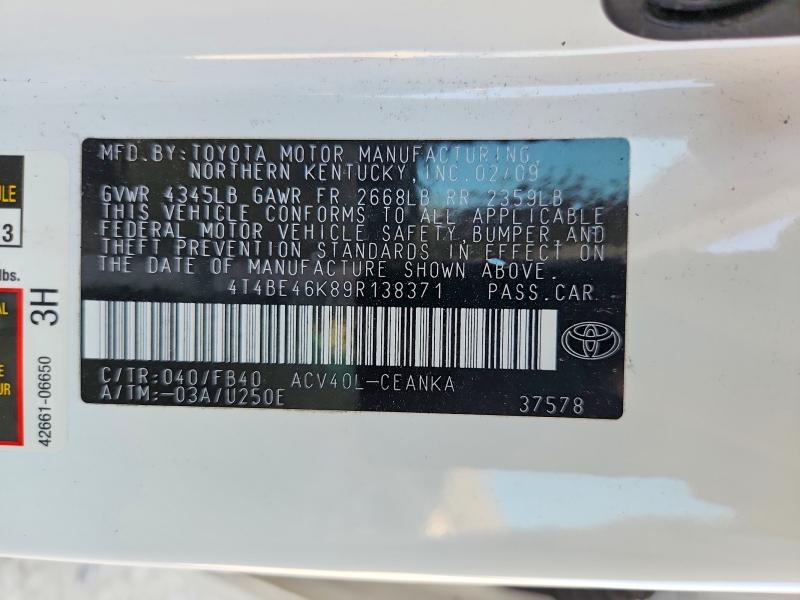 Продажа на аукционе авто 2009 Toyota Camry, vin: 4T4BE46K89R138371, номер лота: 67654786