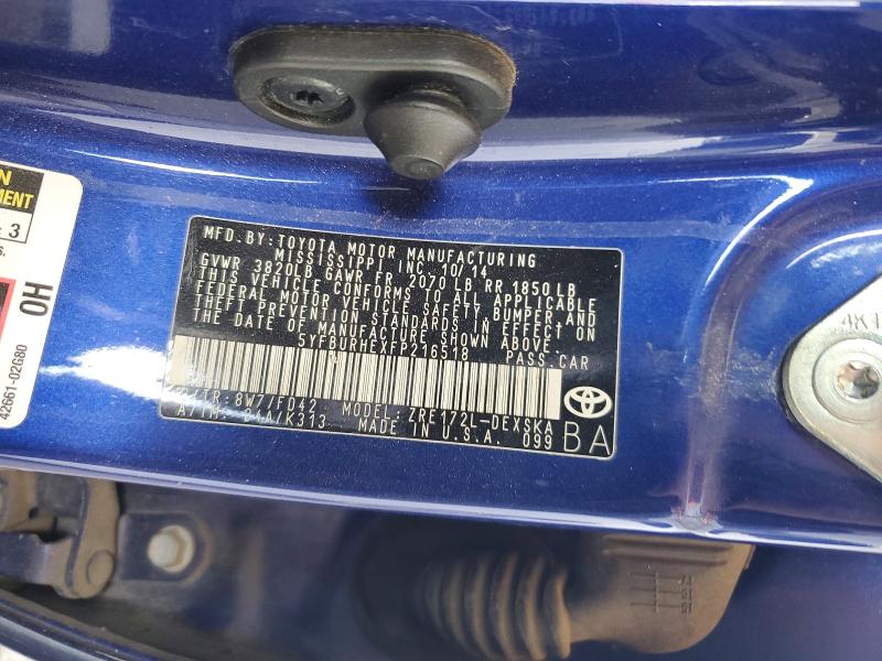 Aukcja sprzedaży 2015 Toyota Corolla, vin: 5YFBURHEXFP216518, numer aukcji: 68171986
