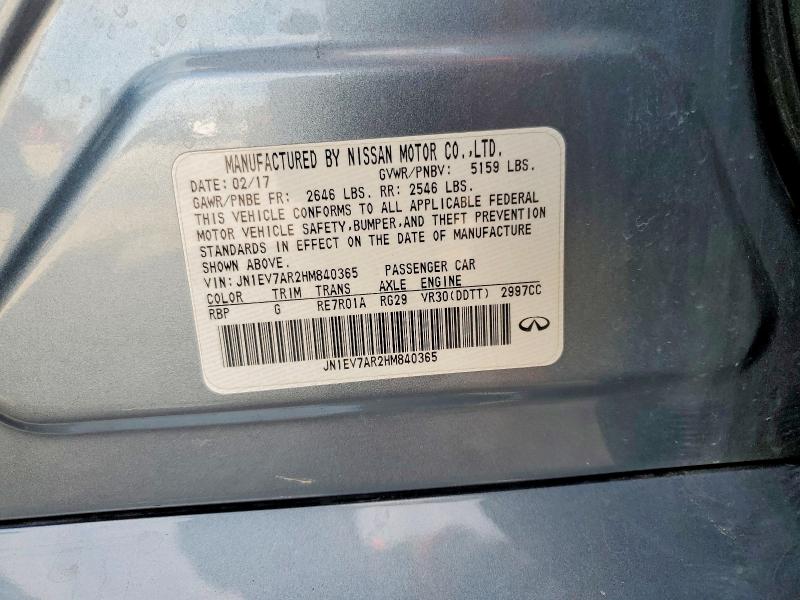 67135606 :رقم المزاد ، JN1EV7AR2HM840365 vin ، 2017 Infiniti Q50 مزاد بيع
