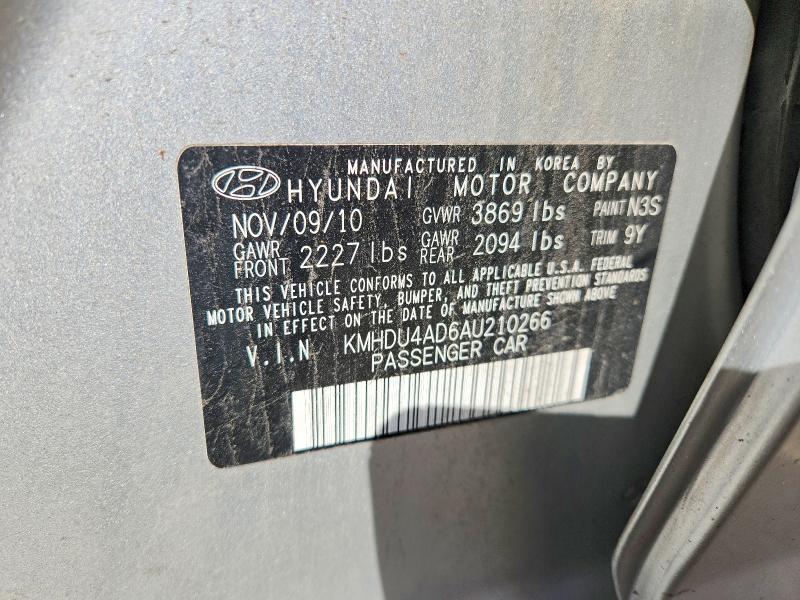 Продажа на аукционе авто 2010 Hyundai Elantra, vin: KMHDU4AD6AU210266, номер лота: 67657016