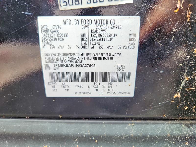 2017 Ford Explorer მანქანა იყიდება აუქციონზე, vin: 1FM5K8AR1HGA37505, აუქციონის ნომერი: 66567206