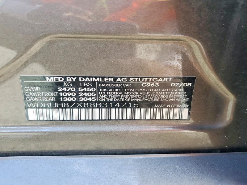 Aukcja sprzedaży 2008 Mercedes-benz E, vin: WDBUH87X88B314215, numer aukcji: 67786156