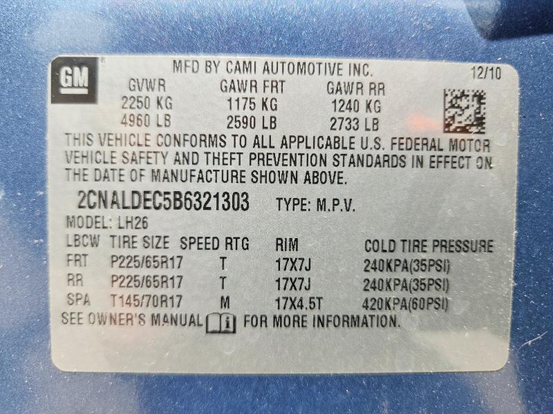 Aukcja sprzedaży 2011 Chevrolet Equinox, vin: 2CNALDEC5B6321303, numer aukcji: 66602976
