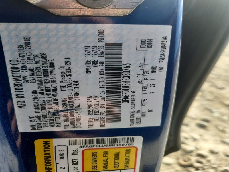 Aukcja sprzedaży 2017 Ford Fusion, vin: 3FA6P0LU5HR380765, numer aukcji: 69089966