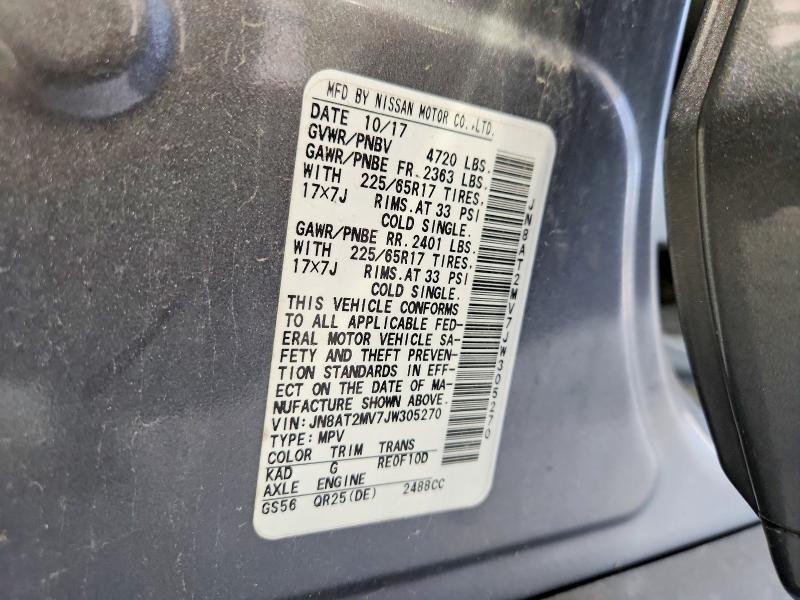 67094746 :رقم المزاد ، JN8AT2MV7JW305270 vin ، 2018 Nissan Rogue مزاد بيع