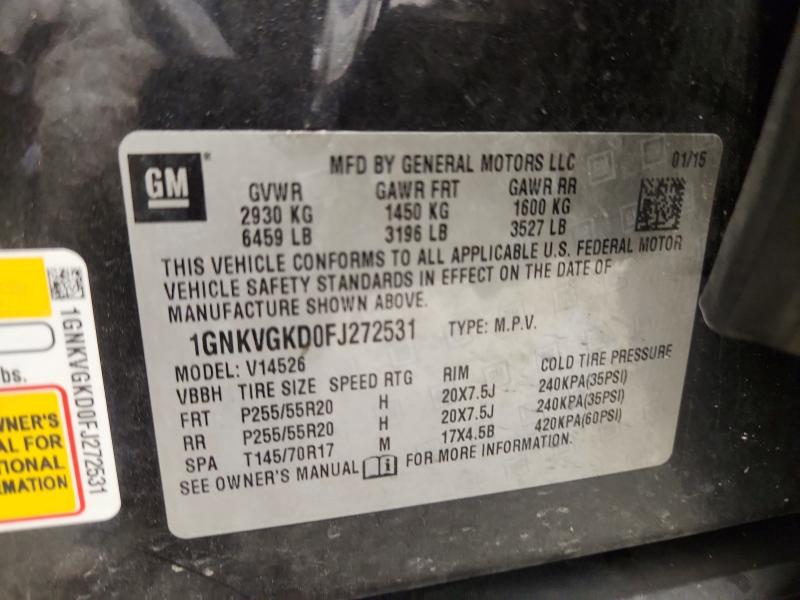 Aukcja sprzedaży 2015 Chevrolet Traverse, vin: 1GNKVGKD0FJ272531, numer aukcji: 69043216
