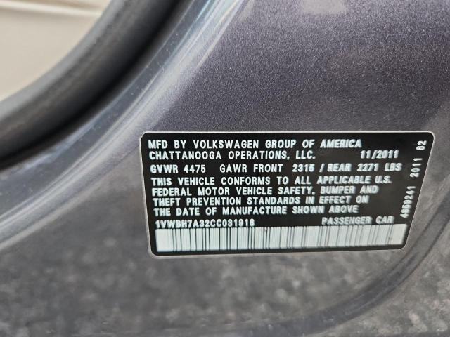 Aukcja sprzedaży 2012 Volkswagen Passat, vin: 1VWBH7A32CC031916, numer aukcji: 67548096