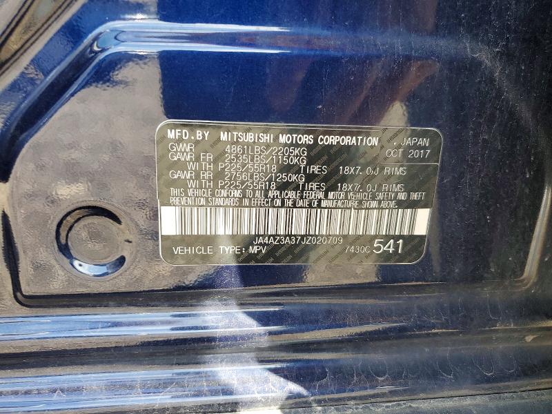 70059486 :رقم المزاد ، JA4AZ3A37JZ020709 vin ، 2018 Mitsubishi Outlander مزاد بيع