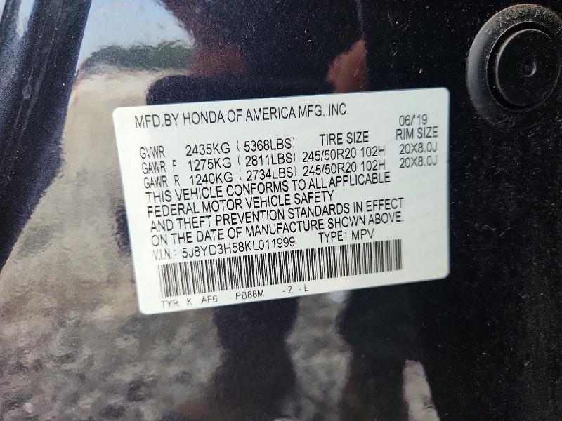 Продаж на аукціоні авто 2019 Acura Mdx, vin: 5J8YD3H58KL011999, номер лоту: 68943426