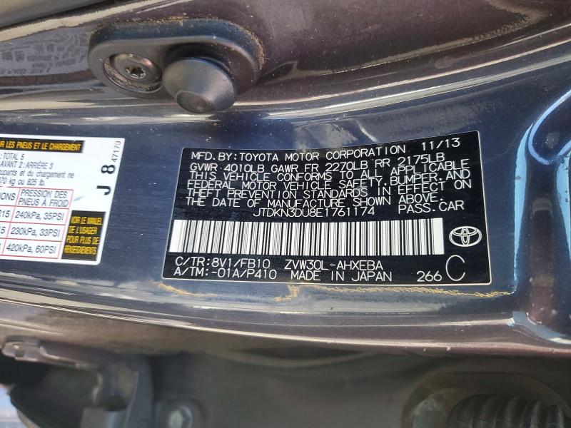70556786 :رقم المزاد ، JTDKN3DU8E1761174 vin ، 2014 Toyota Prius مزاد بيع