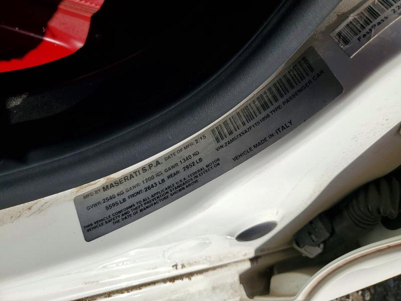 2015 Maserati Ghibli მანქანა იყიდება აუქციონზე, vin: ZAM57XSA7F1151898, აუქციონის ნომერი: 69561746