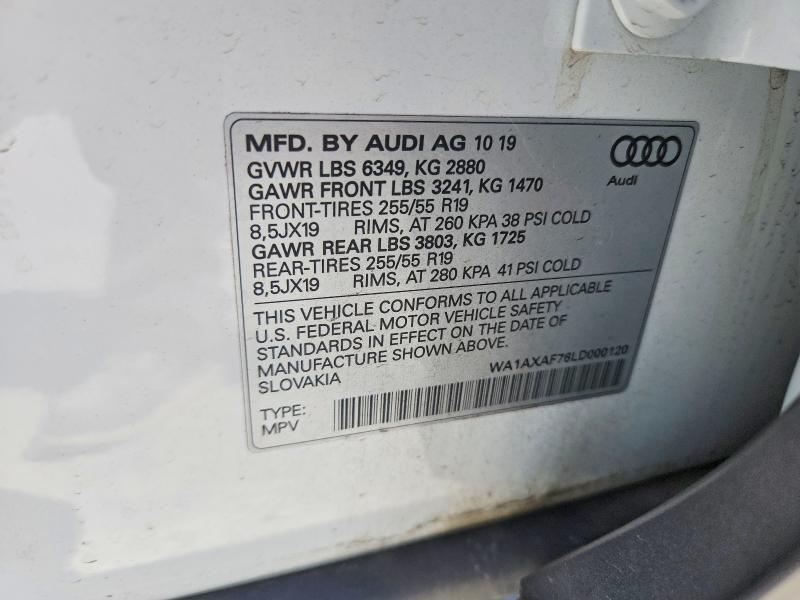 2020 Audi Q7 მანქანა იყიდება აუქციონზე, vin: WA1AXAF76LD000120, აუქციონის ნომერი: 68021816