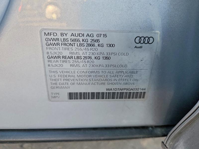68245266 :رقم المزاد ، WA1D7AFP9GA032144 vin ، 2016 Audi Q5 مزاد بيع