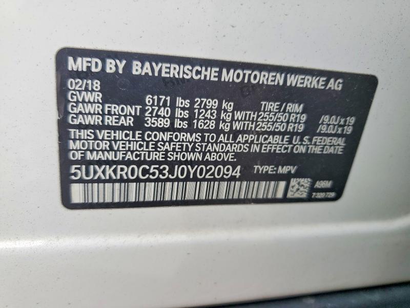Продаж на аукціоні авто 2018 Bmw X5, vin: 5UXKR0C53J0Y02094, номер лоту: 68810666