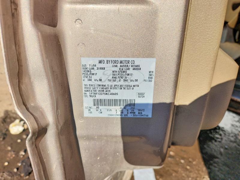 2005 Ford F150 მანქანა იყიდება აუქციონზე, vin: 1FTRF12275KC40605, აუქციონის ნომერი: 70227396