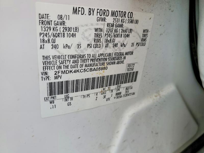 Продажа на аукционе авто 2012 Ford Edge, vin: 2FMDK4KC5CBA05980, номер лота: 68490986