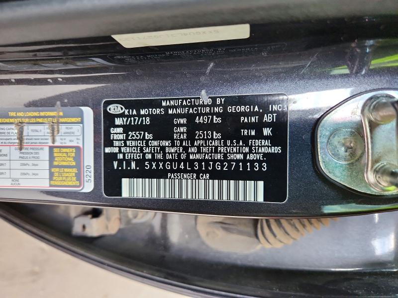 68968196 :رقم المزاد ، 5XXGU4L31JG271133 vin ، 2018 Kia Optima مزاد بيع