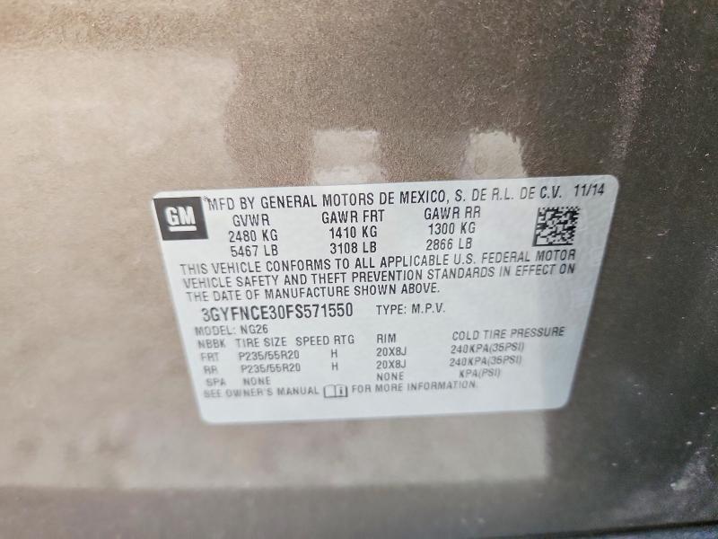 2015 Cadillac Srx მანქანა იყიდება აუქციონზე, vin: 3GYFNCE30FS571550, აუქციონის ნომერი: 70297066