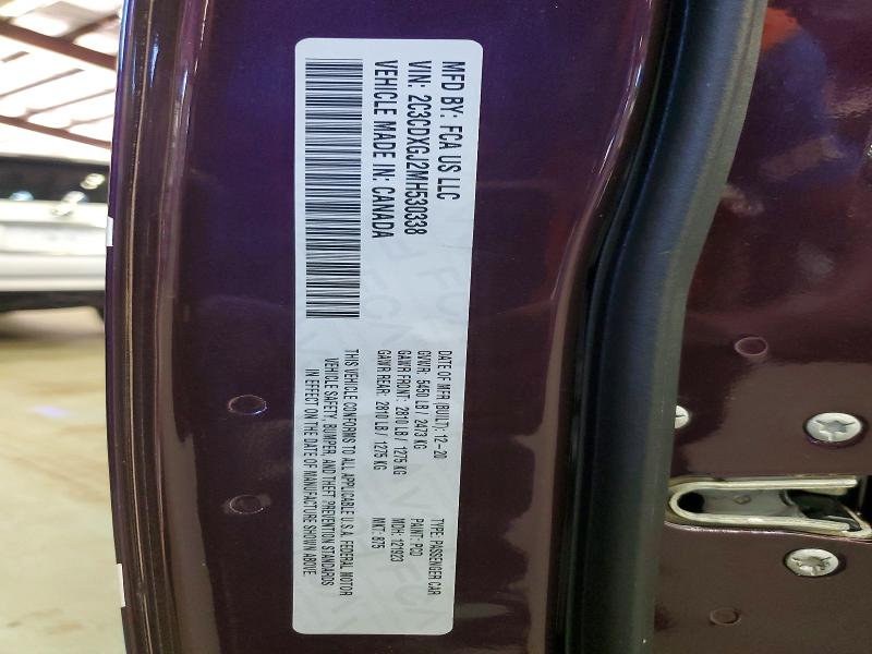 68017576 :رقم المزاد ، 2C3CDXGJ2MH530338 vin ، 2021 Dodge Charger مزاد بيع