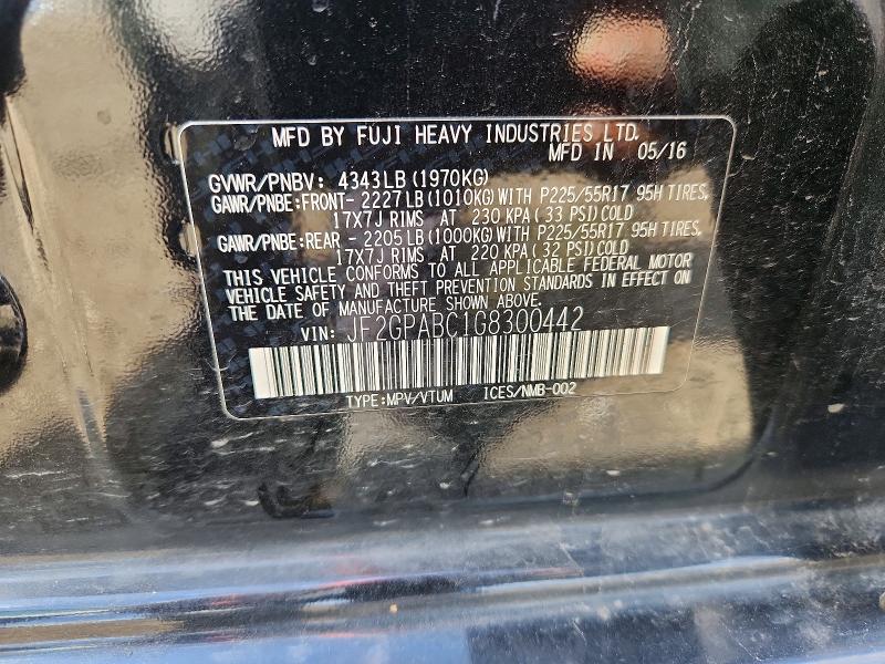 Aukcja sprzedaży 2016 Subaru Crosstrek, vin: JF2GPABC1G8300442, numer aukcji: 69414296