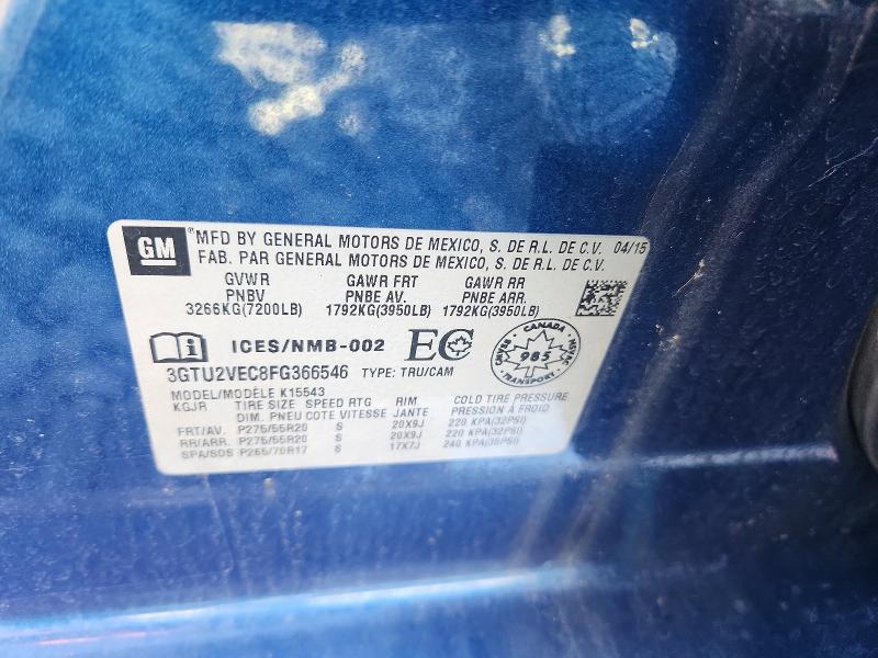 Продажа на аукционе авто 2015 Gmc Sierra, vin: 3GTU2VEC8FG366546, номер лота: 68095836