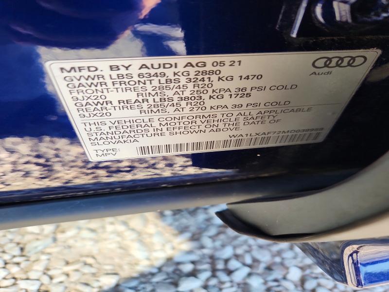Aukcja sprzedaży 2021 Audi Q7, vin: WA1LXAF72MD039958, numer aukcji: 70508456