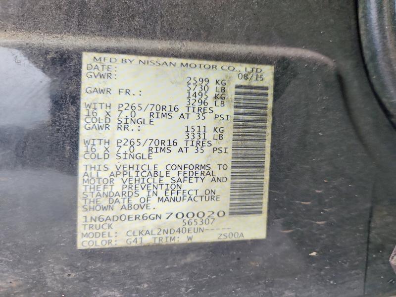 2016 Nissan Frontier მანქანა იყიდება აუქციონზე, vin: 1N6AD0ER6GN700020, აუქციონის ნომერი: 70119466