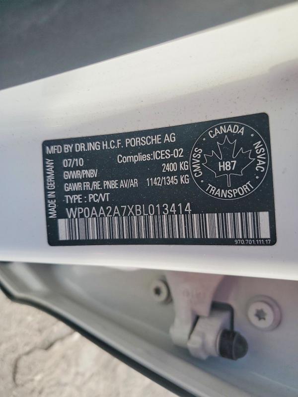 Aukcja sprzedaży 2011 Porsche Panamera, vin: WP0AA2A7XBL013414, numer aukcji: 70333926