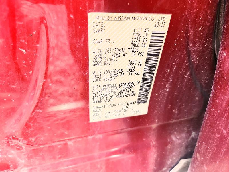 Aukcja sprzedaży 2018 Nissan Titan, vin: 1N6AA1EJ5JN501640, numer aukcji: 68463456