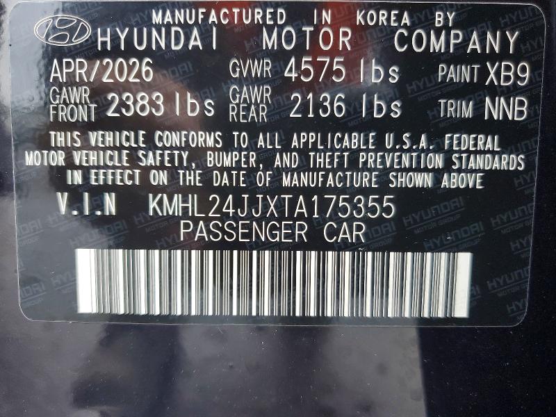 Продаж на аукціоні авто 2026 Hyundai Sonata Hybrid, vin: KMHL24JJXTA175355, номер лоту: 70314186