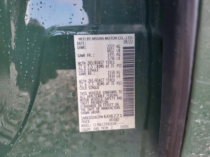 2023 Nissan Frontier მანქანა იყიდება აუქციონზე, vin: 1N6ED1EK2PN608221, აუქციონის ნომერი: 68445466