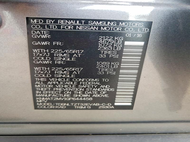 Продаж на аукціоні авто 2016 Nissan Rogue, vin: KNMAT2MV1GP644458, номер лоту: 67559536
