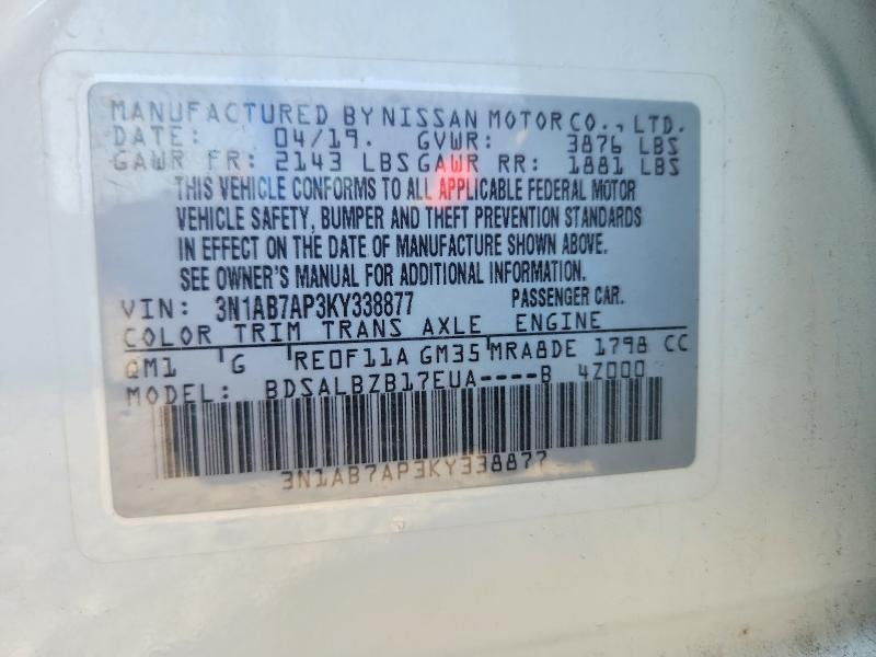 Aukcja sprzedaży 2019 Nissan Sentra, vin: 3N1AB7AP3KY338877, numer aukcji: 67198036