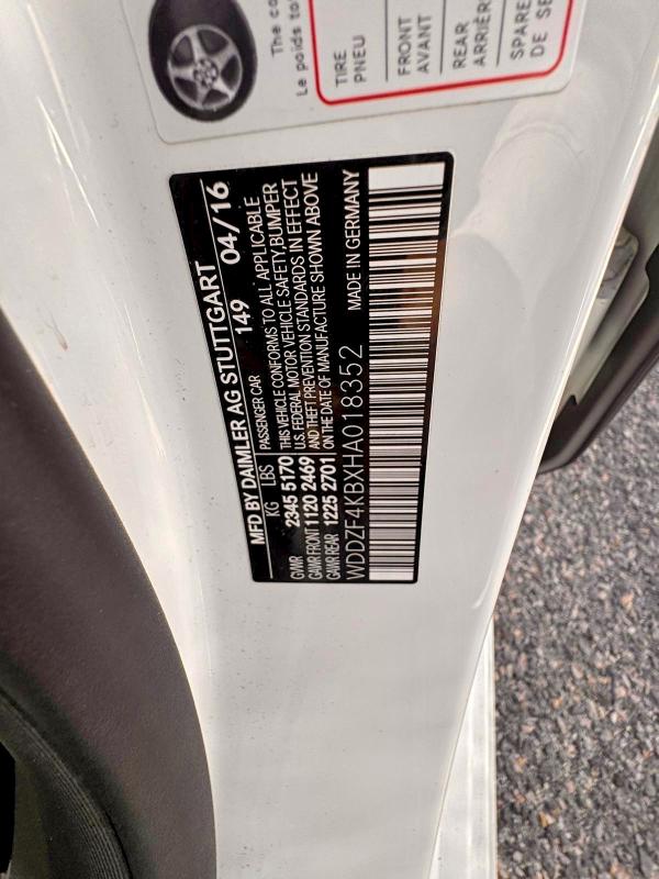 Aukcja sprzedaży 2017 Mercedes-benz E, vin: WDDZF4KBXHA018352, numer aukcji: 70302896